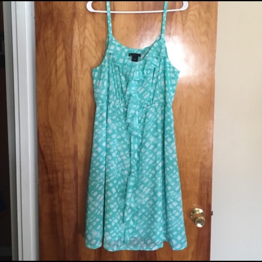 Turquoise & White Ruffle Dress